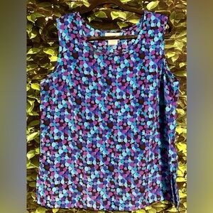 Swann Sleeveless Tank Top Blouse Blue Circles Women’s 16